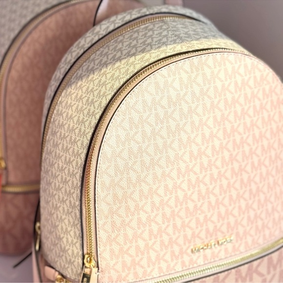 Michael Kors Rhea Medium Color-Block Signature Logo Backpack Powder Blush Multi - Picture 5 of 10